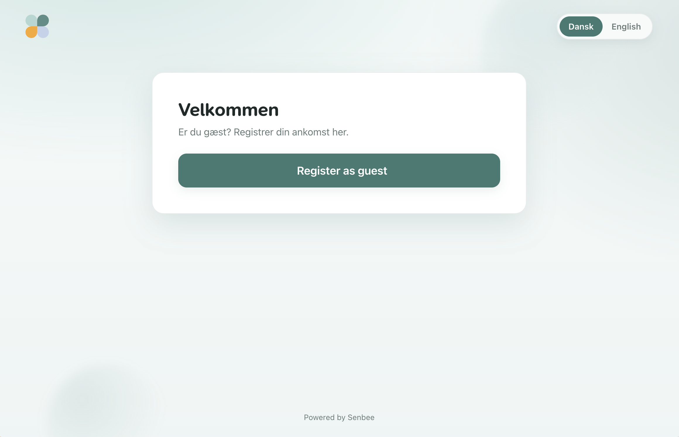 Senbee Reception selvindtjekning på en tablet
